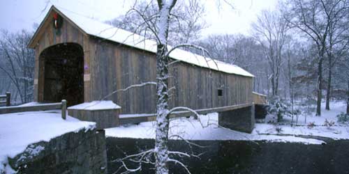 Comstock Bridge in snow-credit-CT Office of Tourism
